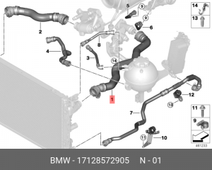 17 12 8 572 905 Шланг, радиатор 17128572905 BMW