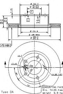 09.9752.11 диск тормозной передний! с покрытием\ BMW E87/E90/E91 2.0/2.0D M47/N4 09.9752.11 BREMBO