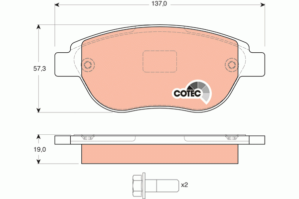 Колодки передние CITROEN BERLINGO, C4, PEUGEOT 207, 307 GDB1464 GDB1464 TRW