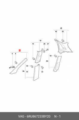 ОБЛИЦОВКА СТОЙКИ 6RU 867 233 B Y20 VAG