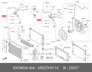 Горловина HYUNDAI Solaris (17-) радиатора OE 25327H5110 HYUNDAI KIA