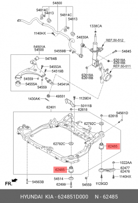 ВТУЛКА ПОДРАМНИКА МОТОРНОГО ОТСЕКА 62485-1D000 624851D000 HYUNDAI KIA