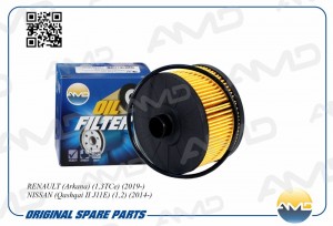 Фильтр масляный RENAULT Arkana, 1,3TCe, 2019-, NISSAN Qashqai II J11E, 1,2, 2014 AMD.FL246 AMD