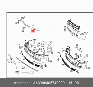 НАКЛАДКА БАМПЕРА ПЕРЕДНЕГО A 639 884 06 74 9999 MERCEDES BENZ