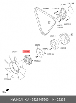 Вискомуфта HYUNDAI HD65,72,78 дв.D4DD привода вентилятора OE 2523945500 HYUNDAI KIA