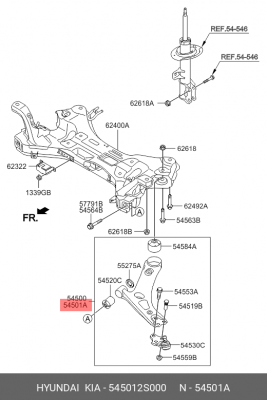 Рычаг подвески HYUNDAI ix35 (10-) KIA Sportage (10-) передней нижний правый OE 54501-2S000 HYUNDAI KIA
