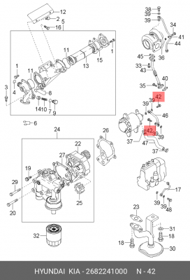 Болт HYUNDAI HD65,72,78,County маслопровода OE 2682241000 HYUNDAI KIA