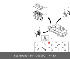 Реле SSANGYONG Actyon (06-),Kyron (05-),Rexton (03-) (15А) (5P) OE 8441009000 SSANG YONG