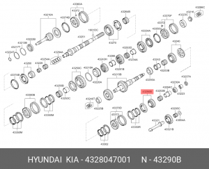 Шестерня КПП HYUNDAI HD35 (17-) вала промежуточного 6-й передачи OE 4328047001 HYUNDAI KIA