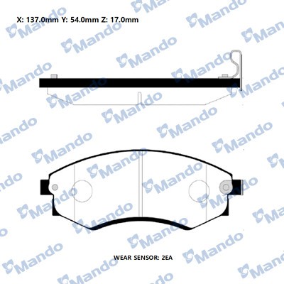 Колодки тормозные HYUNDAI Elantra,Lantra (91-) (1.8) передние (4шт.) MANDO MPH02 MANDO