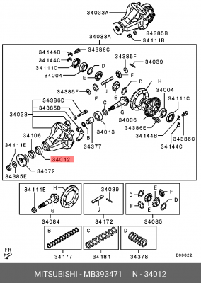 ПОДШИПНИК ВЕДУЩЕЙ ШЕСТЕРНИ ЗАД.ДИФФ MB393471 MB393471 MITSUBISHI