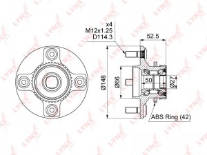 Ступица NISSAN Almera (B10RS) (06-) задняя LYNX WH-1458 LYNXAUTO