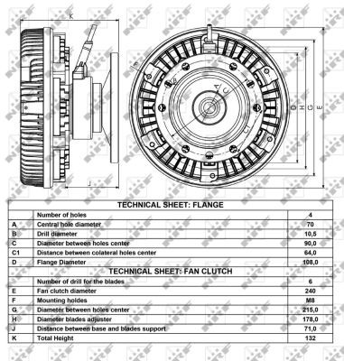 вискомуфта привода вентилятора! с проводом без крыльчатки D=240\ MAN E2000/TGA/T 49001 NRF