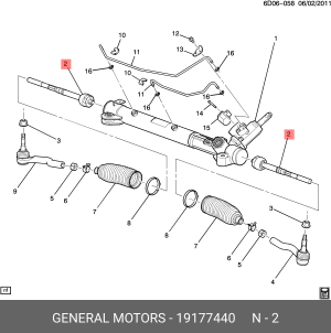 Тяга рулевая CADILLAC CTS (08-15) OE 19177440 GENERAL MOTORS