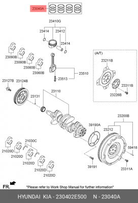 КОМПЛЕКТ ПОРШНЕВЫХ КОЛЕЦ ДВИГАТЕЛЯ (12ШТ) 23040-2E500 230402E500 HYUNDAI KIA
