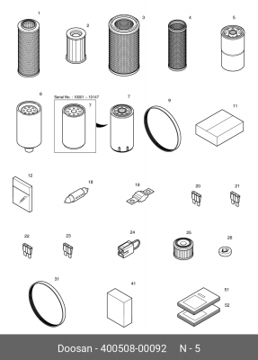 400508-00092 Фильтр масляный 65.05510-5026B, 400508-00092, 400508-00035, 400508- 400508-00092 DOOSAN