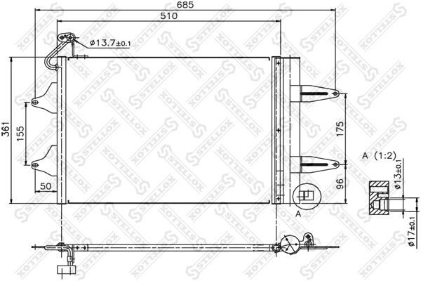 NS94628=SA5007=VL817686 [6Q0820411E] !радиатор конд.\ VW Polo, Seat Cordoba all  10-45166-SX STELLOX