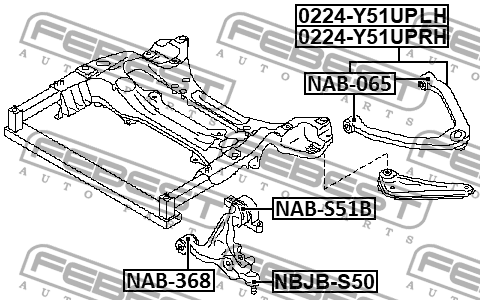 САЙЛЕНТБЛОК ПЕРЕДНИЙ НИЖНЕГО ПЕРЕДНЕГО РЫЧАГА подходит для NISSAN Q70/M Y51 2012 NAB-368 FEBEST