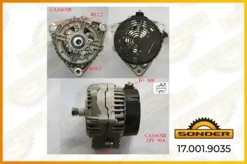 Генератор Premium 24V, 90А без шкива  28V 90Ао.н MAN 51261017265 / MAHLE - MG 80 170019035 SONDER