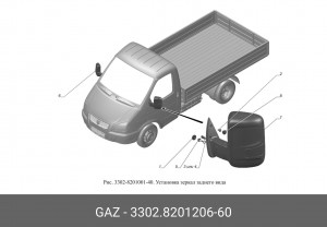 Зеркало ГАЗель Бизнес (к-т 2 шт) с 2017 г.в. (с обогревом) без повторителя 3302820120660 GAZ GAZ