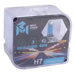 Лампа 12V H7 55W PX26d бокс (2шт.) Blue White MEGAPOWER 37033030 MEGA POWER