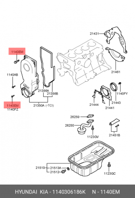 Болт HYUNDAI KIA OE 1140306186K HYUNDAI KIA
