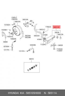БАЧОК ТОРМОЗНОЙ ЖИДКОСТИ HYUNDAI/KIA 585105H000 MOBIS