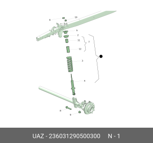 Стойка телескопическая УАЗ Профи Полуторка 4х2 (21-) газомасляная (ОАО УАЗ) 236031290500300 UAZ UAZ