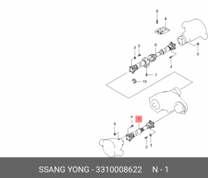 Вал карданный SSANGYONG Rexton (03-) (D27,E32) передний (L=698.9мм) OE 3310008622 SSANG YONG