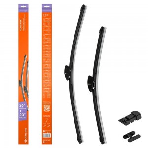 Щетки стеклоочистителя 650/500 мм (26/20) бескаркасные, 2 шт. 3 адаптера (AWB-BK AWB-BK-650-500K AIRLINE