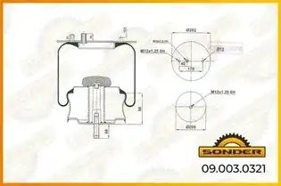 Пневморессора Premium со стаканом (металл) 1 шп./штуцер RVI Premium — 3 года без 090030321 SONDER