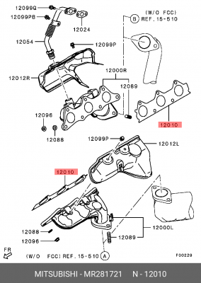 ПРОКЛАДКА ВЫПУСКНОГО КОЛЛЕКТОРА MR281721 MR281721 MITSUBISHI