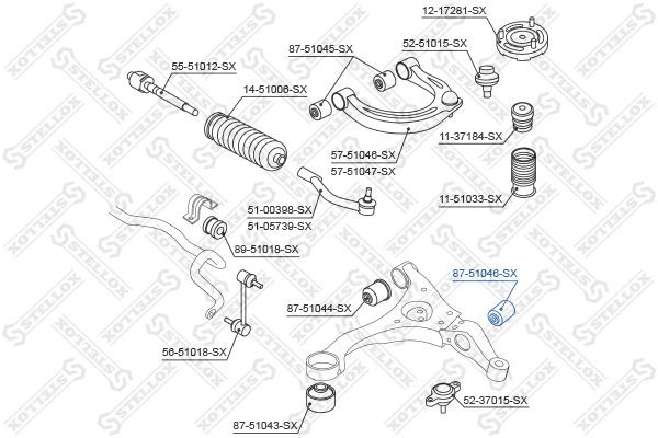 сайлентблок рычага наруж. л.!\ Hyundai Sonata NF 04> 87-51046-SX STELLOX