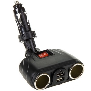 Разветвитель прикуривателя 2-х гнездовой 12V 2USB SKYWAY S00301036 SKYWAY