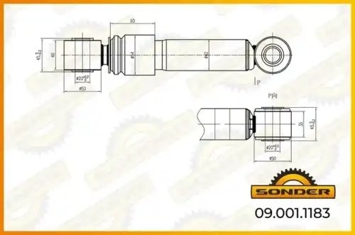 Амортизатор кабины задн. горизонт. Volvo FHFMFMX 090011183 SONDER