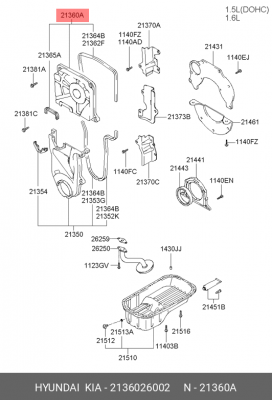 Крышка ременя привода ГРМ 2136026002 HYUNDAI KIA
