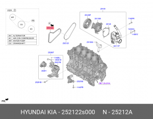 Ремень приводной поликлиновой 6PK1080 HYUNDAI Santa Fe (20-) (2.5),Sonata (19-)  252122S000 HYUNDAI KIA