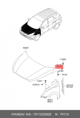 Петля HYUNDAI ix35 (10-) капота левая OE 791102S000 HYUNDAI KIA