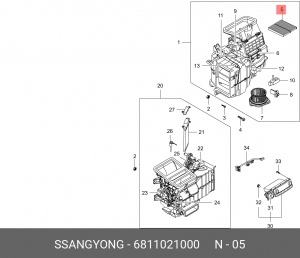 Фильтр воздушный салона SSANGYONG Stavic (13-),Rodius (04-) (2шт.) OE 6811021000 SSANG YONG