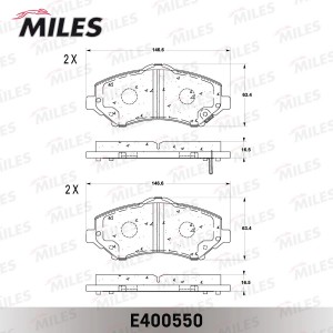 Колодки тормозные передние (Смесь Low-Metallic) CHRYSLER VOYAGER/JEEP CHEROKEE/W E400550 MILES