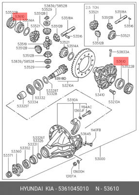 Подшипник дифференциала HYUNDAI HD65,72,County заднего моста OE 5361045010 HYUNDAI KIA