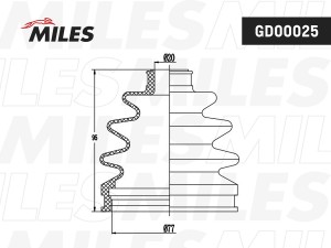 Пыльник ШРУСа наружный HYUNDAI ACCENT 03- (ТАГАЗ) GD00025 GD00025 MILES