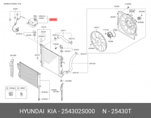 Бачок расширительный KIA Sportage (13-14) охлаждающей жидкости OE 254302S000 HYUNDAI KIA