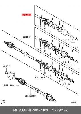 к-кт пыльника ШРУСа внутр.!\ Mitsubishi ASX 3817A100 MITSUBISHI