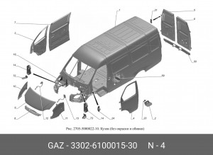 Дверь ГАЗ-3302 "Бизнес" левая (ОАО ГАЗ) 3302-6100015-30 GAZ GAZ