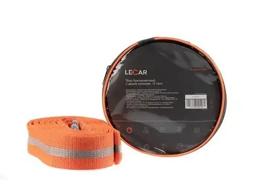 Трос буксировочный 12т, 2 крюка, ширина ленты 50мм, 5м, сумка LECAR000060806 LECAR