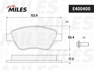 Колодки тормозные передние (без датчика + болты) (Смесь Low-Metallic) FIAT ALBEA E400400 MILES