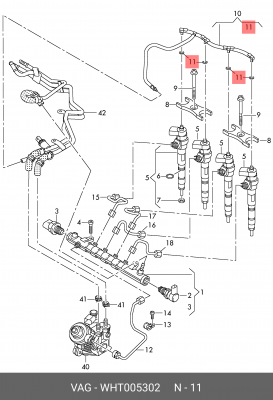 Кольцо уплотнительное VW Amarok (10-15),Golf (09-15) AUDI A1,A3 форсунки топливн WHT 005 302 VAG