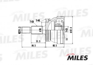 ШРУС наружный SAAB 9000 2.3 90-98 (с ABS) (GKN 302201) GA20411 GA20411 MILES