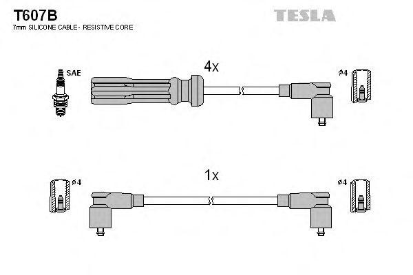 к-кт проводов!\ Volvo 740/760/940 2.0/2.3i 84-94 T607B TESLA